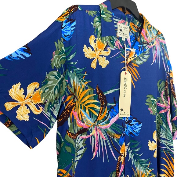 Alex Vando Premium Size L Mens Hawaiian Beach Shirt Floral Summer Resort New - Picture 4 of 14